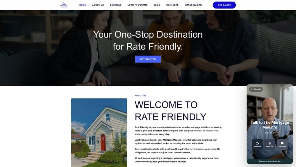 Screenshot of Rate Friendly website
